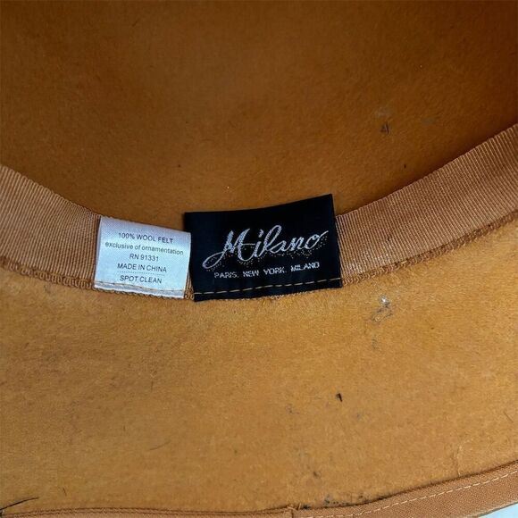 Mikano Vintage Wool Felt Hat Brown Feather Detail Unisex Size 6 7/8 - Picture 6 of 8